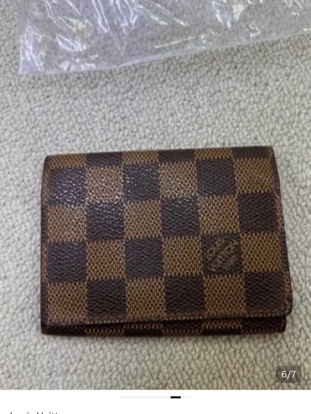 Louis Vuitton Brown Textured Leather Card Holder with Red Debossing - Picture 7 of 8